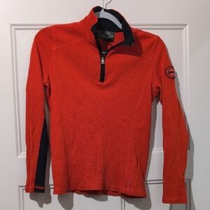 Lauren Ralph Lauren Active Red Zip Up Sweater with Black Collar